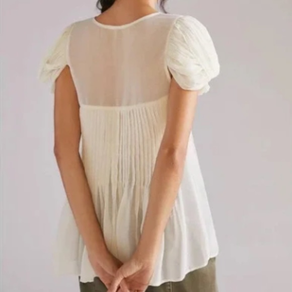 NWT ANTHROPOLOGIE FOREVER THAT GIRL RUCHED PUFFSLEEVED TUNIC BLOUSE - Picture 3 of 4